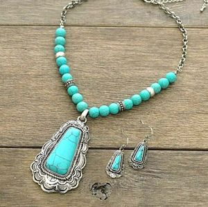 Turquoise necklace and earring set